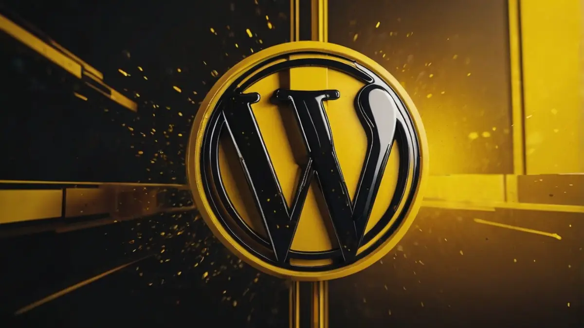 Leonardo_Kino_XL_black_wordpress_logo_on_ffcc00_yellow_futuris_1