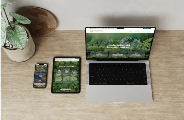 Responsive Darstellung einer Karriere-Website auf Laptop und Smartphone