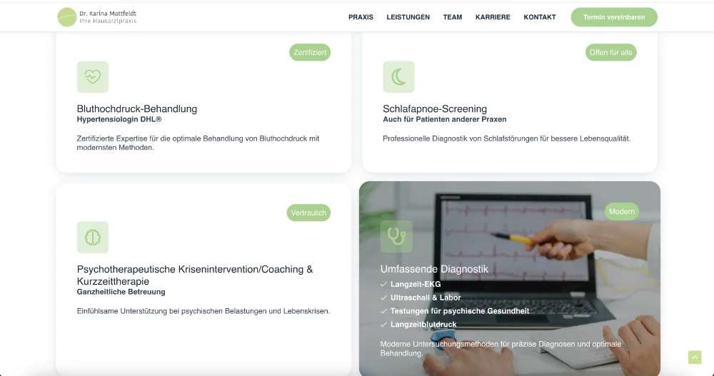 Seriöses Webdesign Trust Praxis Mattfeldt